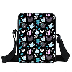 Small Cat Print Casual Women Messenger Bag Girls Shoulder Travel Satchel