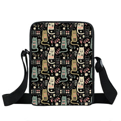 Small Cat Print Casual Women Messenger Bag Girls Shoulder Travel Satchel