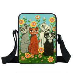 Small Cat Print Casual Women Messenger Bag Girls Shoulder Travel Satchel