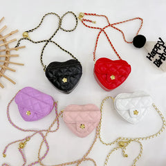 Heart Shaped Mini Leather Crossbody Bag for Women Chain Shoulder Purse