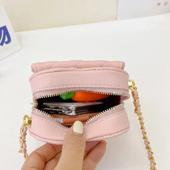 Heart Shaped Mini Leather Crossbody Bag for Women Chain Shoulder Purse
