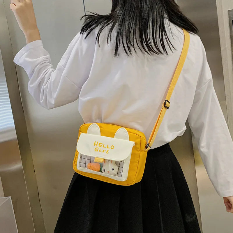 Small Shoulder Bag Women Transparent Messenger Bag Girl Canvas Crossbody Bags