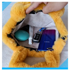 Smiley Face Women Plush Shoulder Bag Soft Faux Fur Ladies Chain Messenger Bags