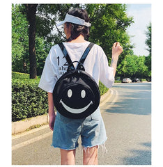 Smiling Face Backpack Women Cartoon Printed Backpacks Children Nylon Travel Bag