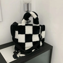 Soft Plush Small Tote Women Handbags Lady Handbags Casual Shopper Bag...
