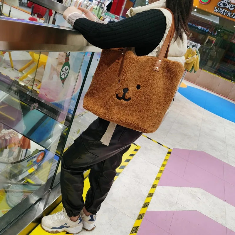 Soft Plush Women Shoulder Bags Large Capacity Ladies Furry Handbags