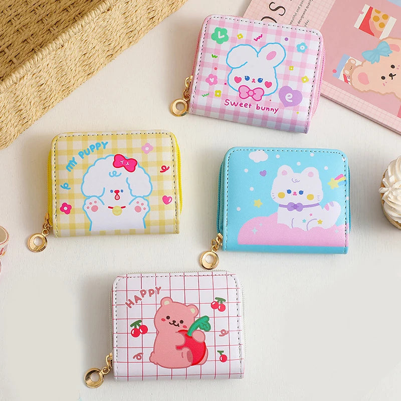 Square Cartoon ID Bag Wallet Mini Clutch Wallet Coin Purse Card Holder