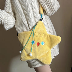 Star Shape Women's Plush Crossbody Bag Cartoon Casual Girls Faux Fur Handbag