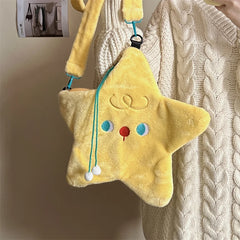 Star Shape Women's Plush Crossbody Bag Cartoon Casual Girls Faux Fur Handbag