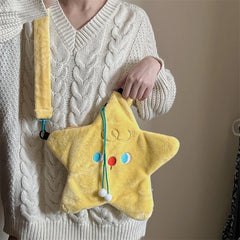 Star Shape Women's Plush Crossbody Bag Cartoon Casual Girls Faux Fur Handbag