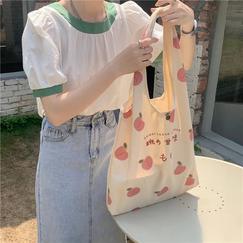 Strawberry Tote Bag Japanese Women Eco Shoulder Bags