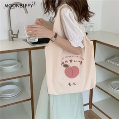 Strawberry Tote Bag Japanese Women Eco Shoulder Bags