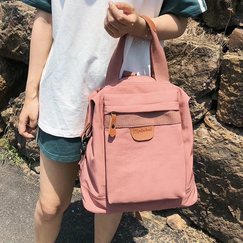 Student Waterproof Backpack Female Women Vintage School Bag Girl Ladies Nylon Ba