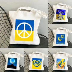 Sunflower Love Heart Ukraine Flag Ukrainian Women Canvas Shoulder Bag Handbag