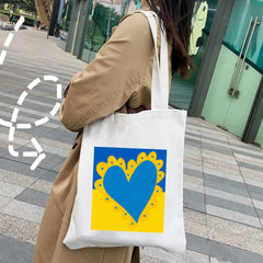 Sunflower Love Heart Ukraine Flag Ukrainian Women Canvas Shoulder Bag Handbag