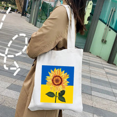 Sunflower Love Heart Ukraine Flag Ukrainian Women Canvas Shoulder Bag Handbag