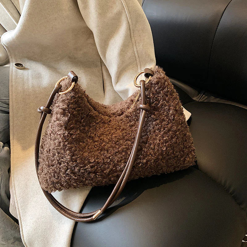 Women's Winter Soft Faux Fur Top Handle Tote Bag