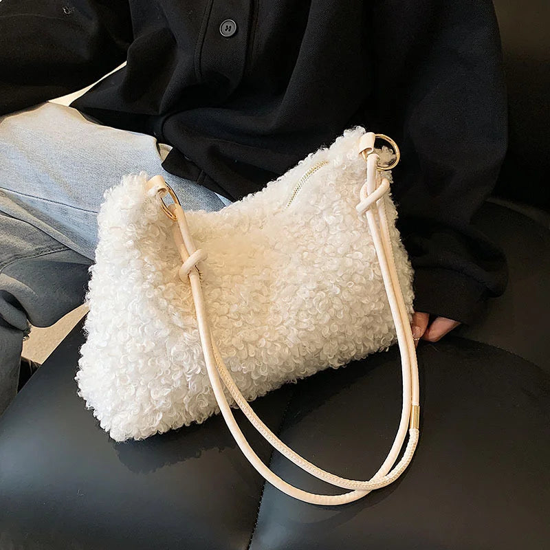 Women's Winter Soft Faux Fur Top Handle Tote Bag