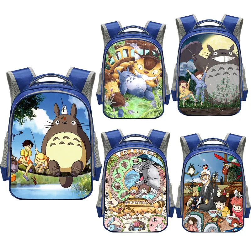 Totoro Cat Print Backpack for Kids Kindergarten Bag