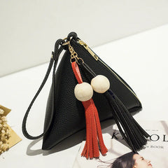 Triangle Wallet Small Women PU Leather Handbag Solid Totes Clutch Ladies Purse