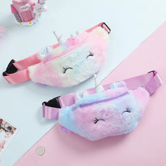 Unicorn Female Waist Bag Kids Fanny Pack Cartoon Plush Women Belt Bag