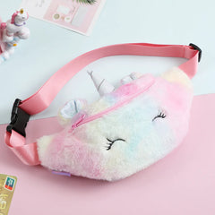 Unicorn Female Waist Bag Kids Fanny Pack Cartoon Plush Women Belt Bag