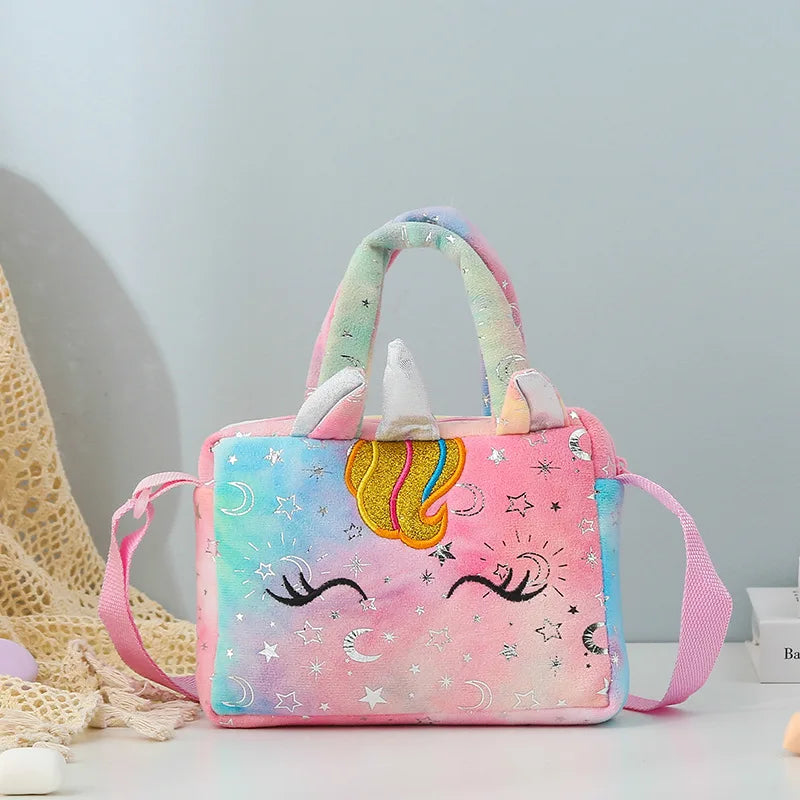 Unicorn Mini Plush Wallet Shoulder Messenger Bag Girls Gradient Anime Backpack