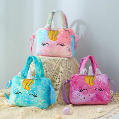 Unicorn Mini Plush Wallet Shoulder Messenger Bag Girls Gradient Anime Backpack