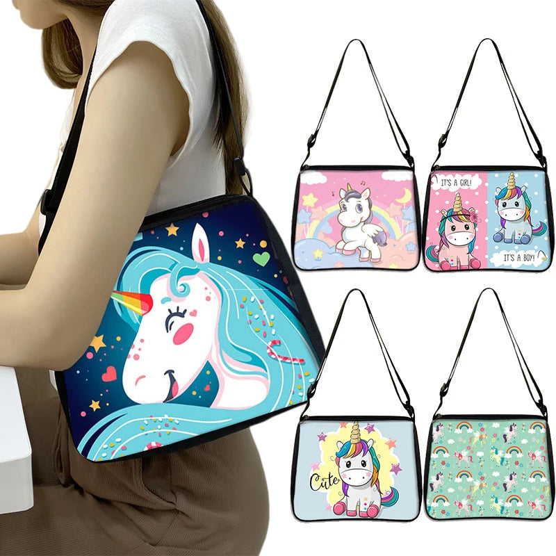 Unicorn Print Handbag Women Underarm Bags Purse Leisure Shoulder Bag