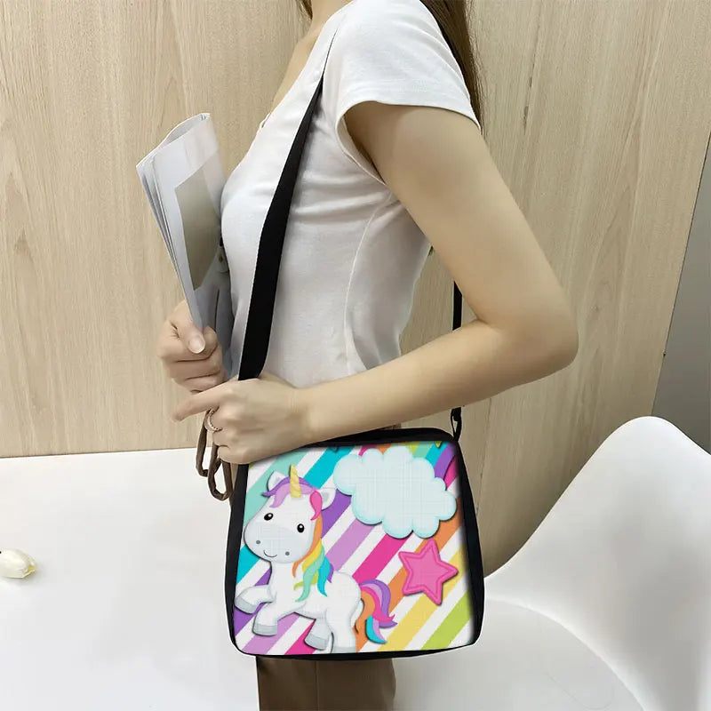 Unicorn Print Handbag Women Underarm Bags Purse Leisure Shoulder Bag