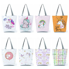 Unicorn Printed Women's Tote Bag Reusable Shoulder Eco Shopping Bag