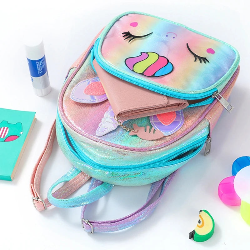 Unicorn Sequins Kids School Backpack for Girls, Cartoon Backpacks