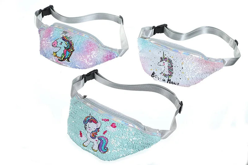 Unicorn Waist Bag Fanny Pack Sequins Girls Purse Kids Waist Packs