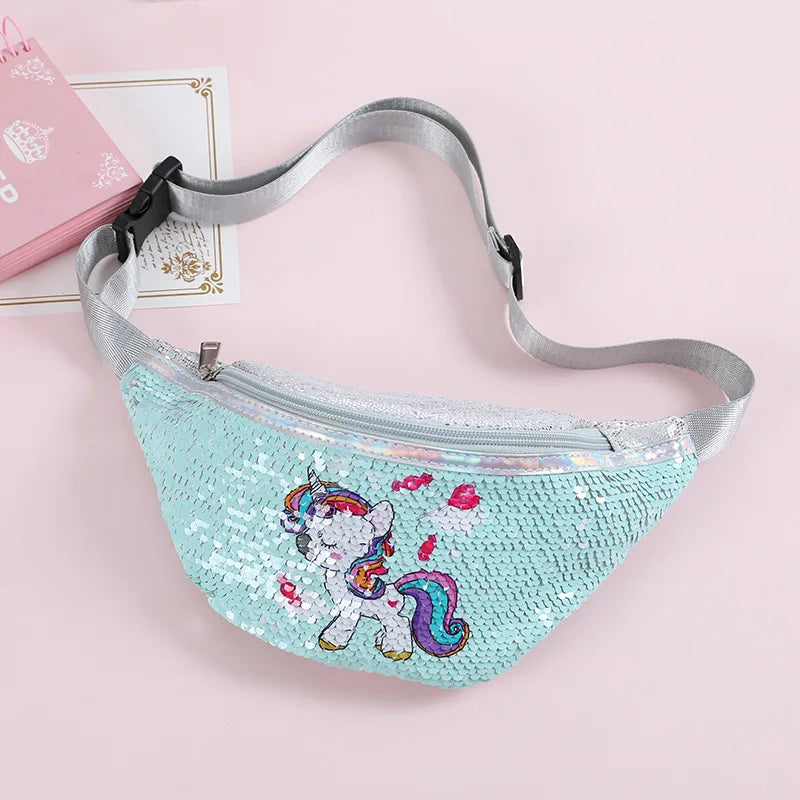 Unicorn Waist Bag Fanny Pack Sequins Girls Purse Kids Waist Packs