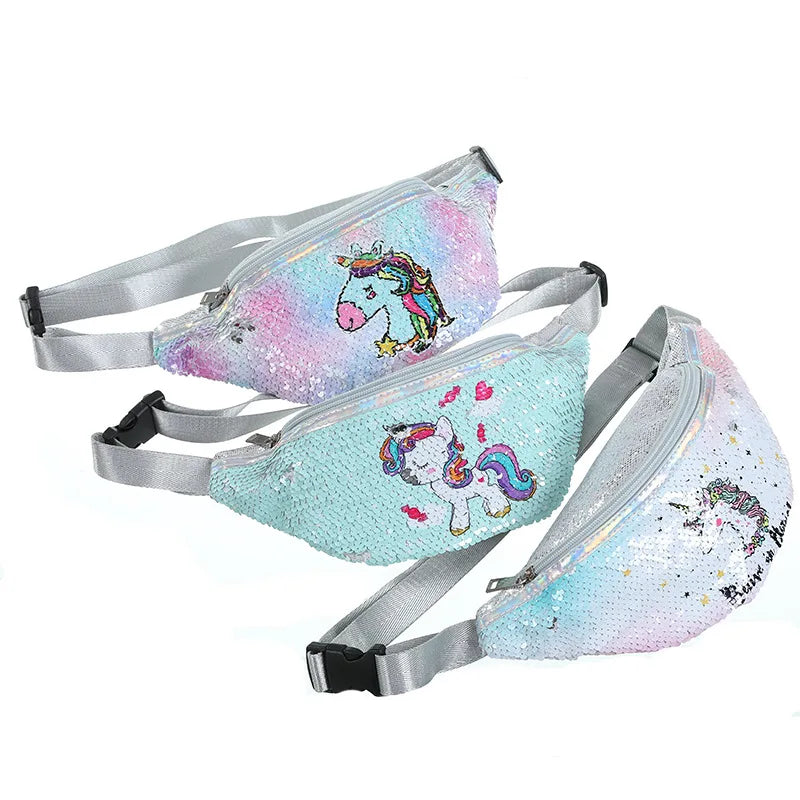 Unicorn Waist Bag Fanny Pack Sequins Girls Purse Kids Waist Packs