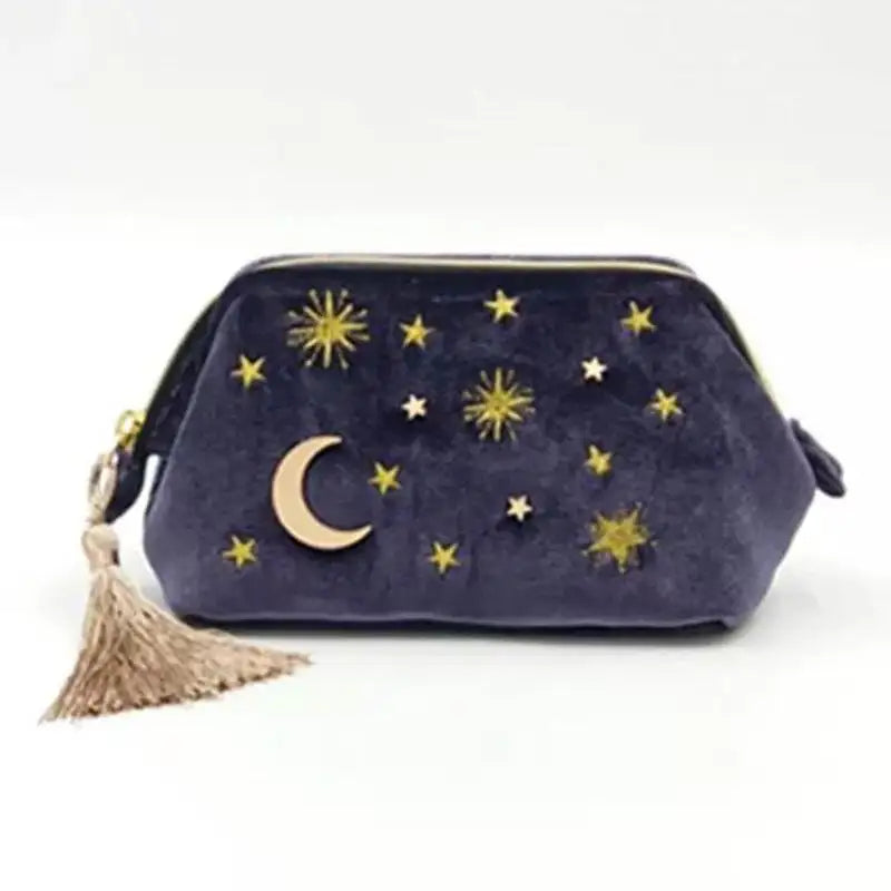 Velvet Embroidery Cosmetic Bag Travel Organizer Women Makeup Bag Zipper