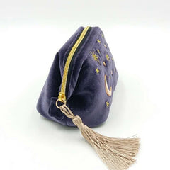 Velvet Embroidery Cosmetic Bag Travel Organizer Women Makeup Bag Zipper
