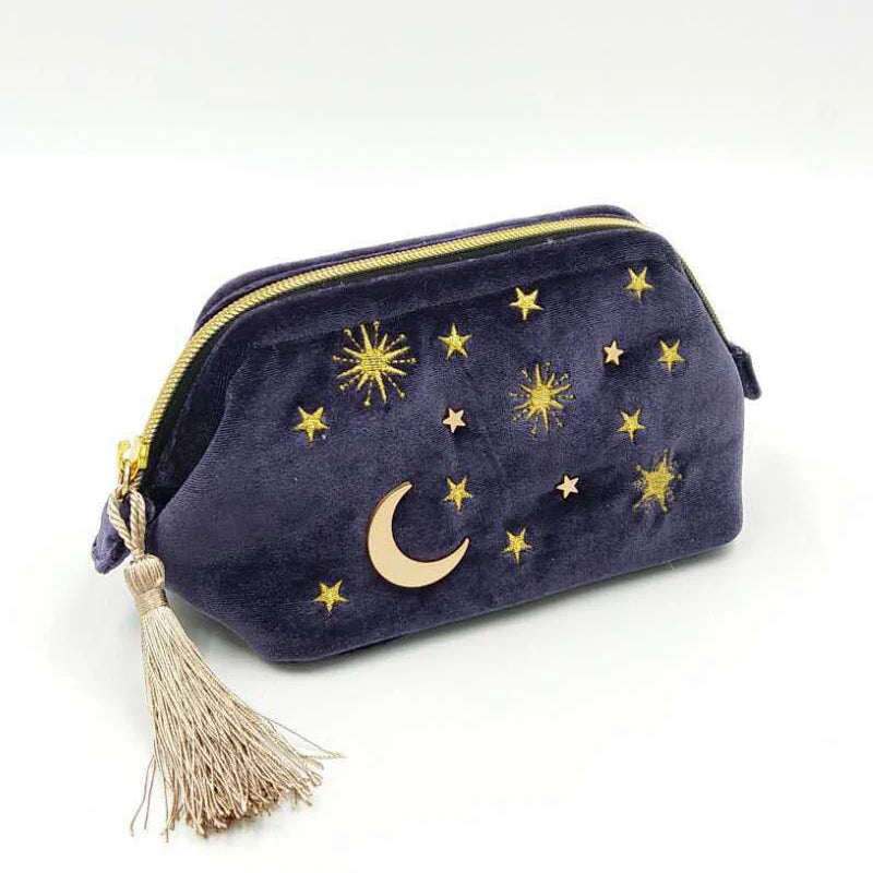 Velvet Embroidery Cosmetic Bag Travel Organizer Women Makeup Bag Zipper
