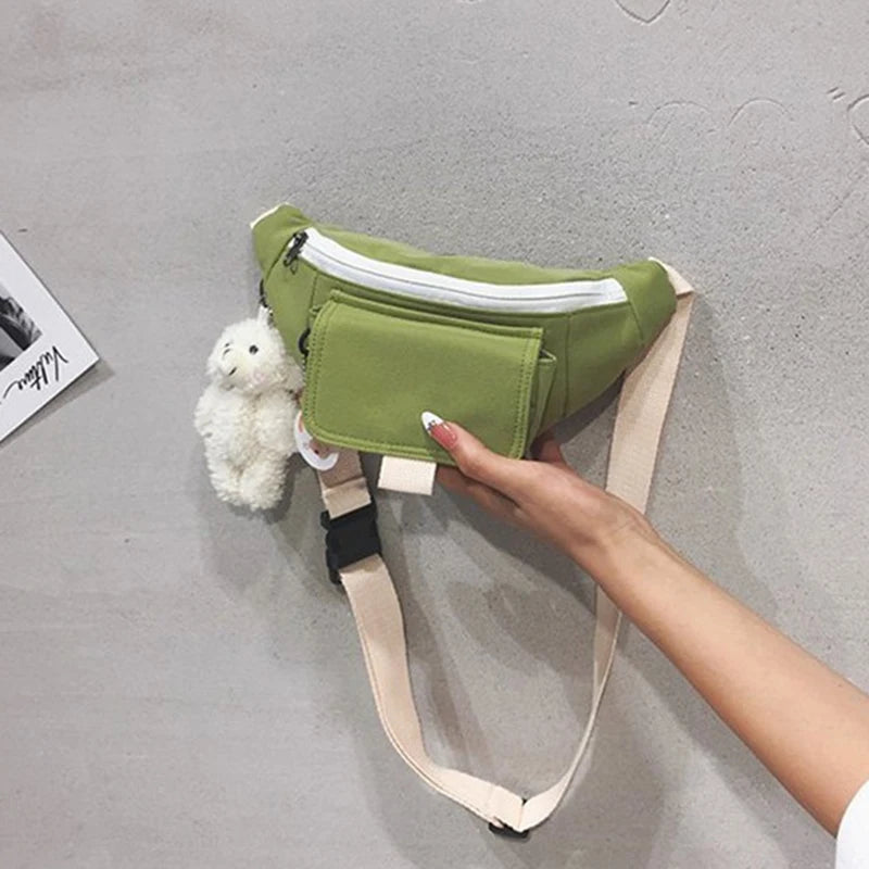 Canvas Patchwork Fanny Pack for Women Crossbody Chest Bag