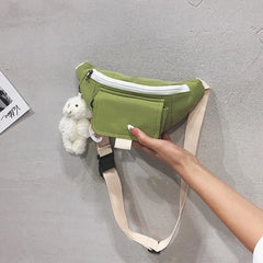 Canvas Patchwork Fanny Pack for Women Crossbody Chest Bag