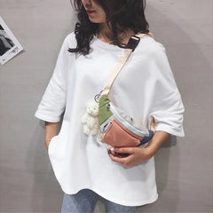 Canvas Patchwork Fanny Pack for Women Crossbody Chest Bag