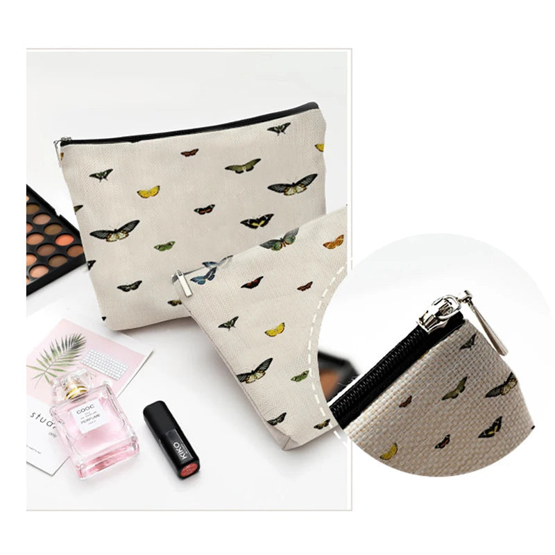 Watercolor Animal Prints Cosmetic Case Woman Cartoon Dinosaur Bear Makeup Bag