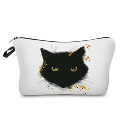 Watercolor Cat Painting Print Women Cosmetic Bags Zipper Storage Bags