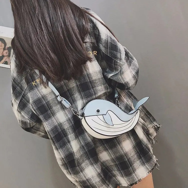 Whale PU Leather Flap Clutch Shoulder Bag