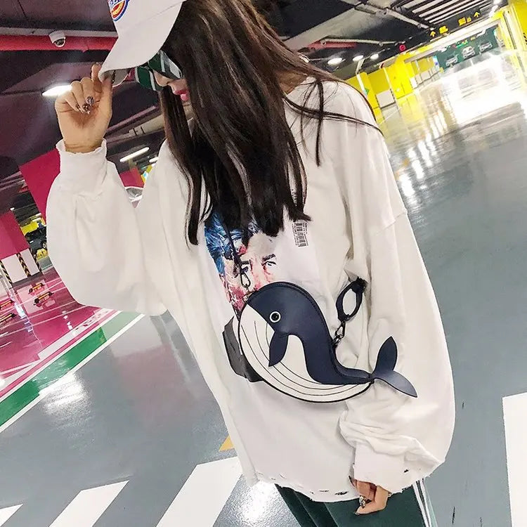 Whale PU Leather Flap Clutch Shoulder Bag