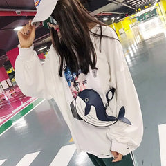 Whale PU Leather Flap Clutch Shoulder Bag