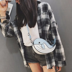 Whale PU Leather Flap Clutch Shoulder Bag