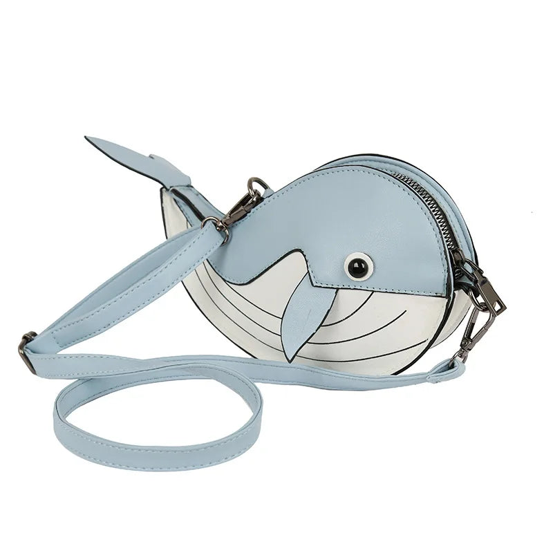 Whale Pu Leather Flap Clutch Shoulder Bag Crossbody Mini Messenger Bag for Women