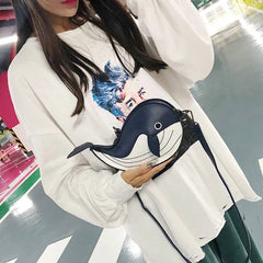 Whale Pu Leather Flap Clutch Shoulder Bag Crossbody Mini Messenger Bag for Women