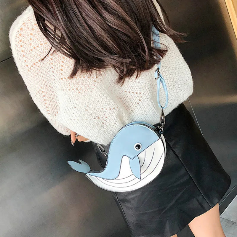Whale Pu Leather Flap Clutch Shoulder Bag Crossbody Mini Messenger Bag for Women
